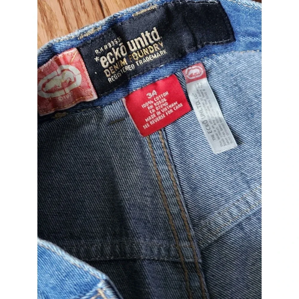 Ecko Shorts Men 34 Jorts Denim Jean Distressed 5 Pocket Streetwear Hip Hop Cargo